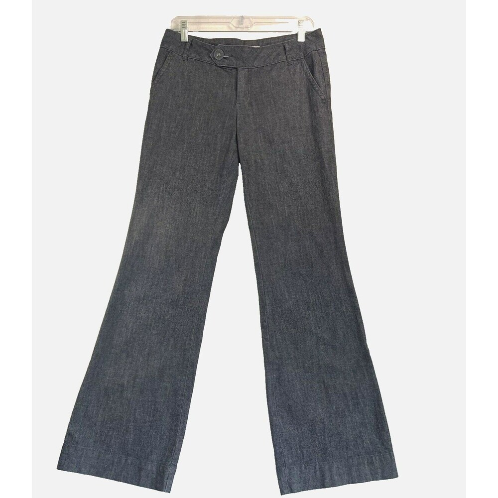 Halogen Denim Trouser Pants Womens Size 4 Flare Leg Jeans 32" Inseam Dark Wash